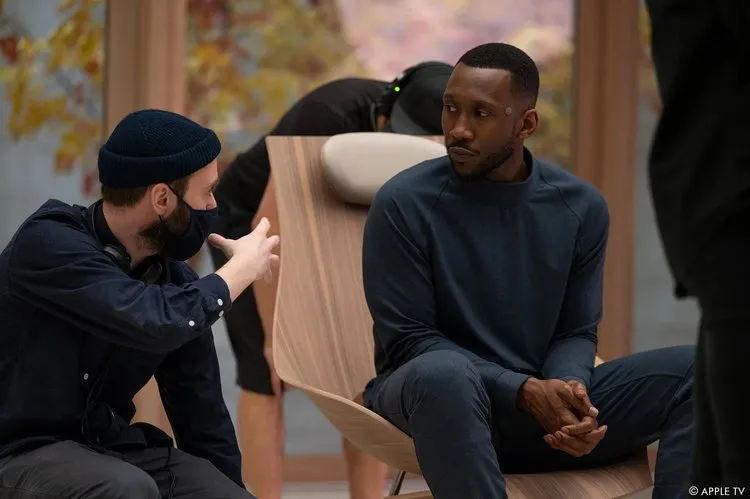 Production still from Swan Song (2021)